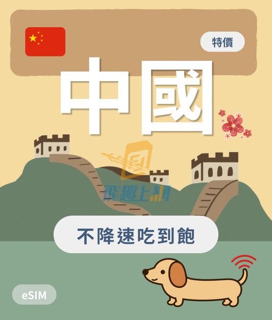 中國內地 eSIM | 鈦金吃到飽